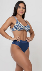 Biquini Meia Taça + Hot Pant Audrey Costa Azul