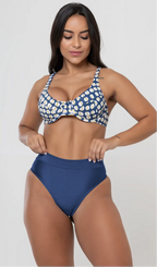 Biquini Meia Taça + Hot Pant Audrey Costa Azul