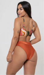 Biquini Top Amarração Frontal + Cós Bardot Alma de Amêndoa