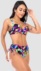 Biquíni Meia Taça + Hot Pant Estrela Do Mar Colorful