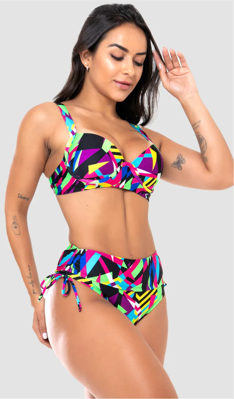 Biquíni Meia Taça + Hot Pant Estrela Do Mar Colorful