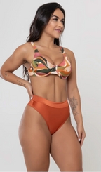 Biquini Meia Taça + Hot Pant Audrey Alma de Amêndoa