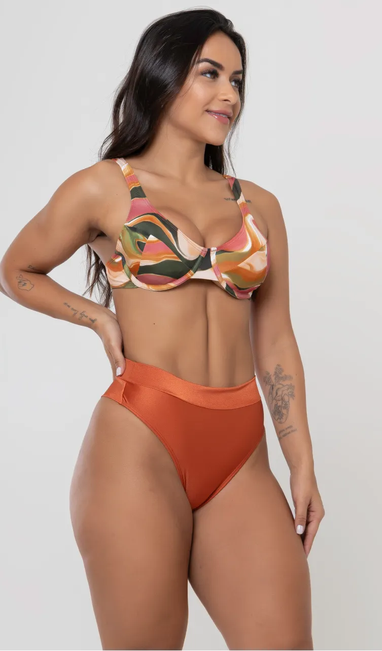 Biquini Meia Taça + Hot Pant Audrey Alma de Amêndoa