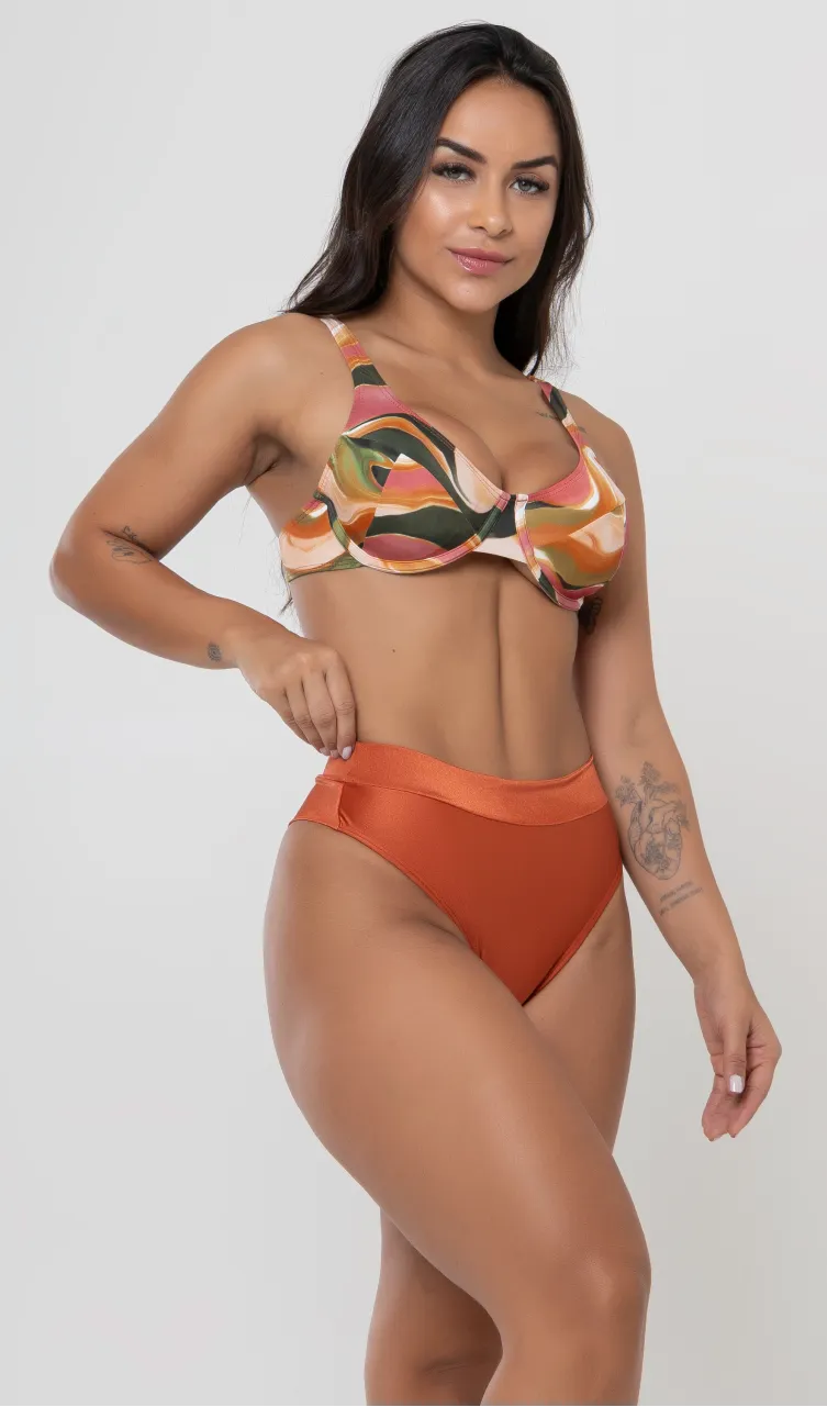 Biquini Meia Taça + Hot Pant Audrey Alma de Amêndoa