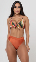 Biquini Top Amarração Frontal + Cós Bardot Alma de Amêndoa