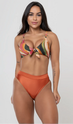 Biquini Top Amarração Frontal + Cós Bardot Alma de Amêndoa