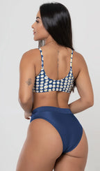 Biquini Top Amarração Frontal + Cós  Bardot Costa Azul