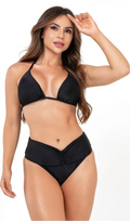 Biquini Top Cortininha + Hot Pant Lipo Praiana Preto