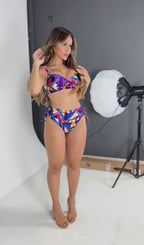 Biquíni Meia Taça + Hot Pant Estrela Do Mar Colorful